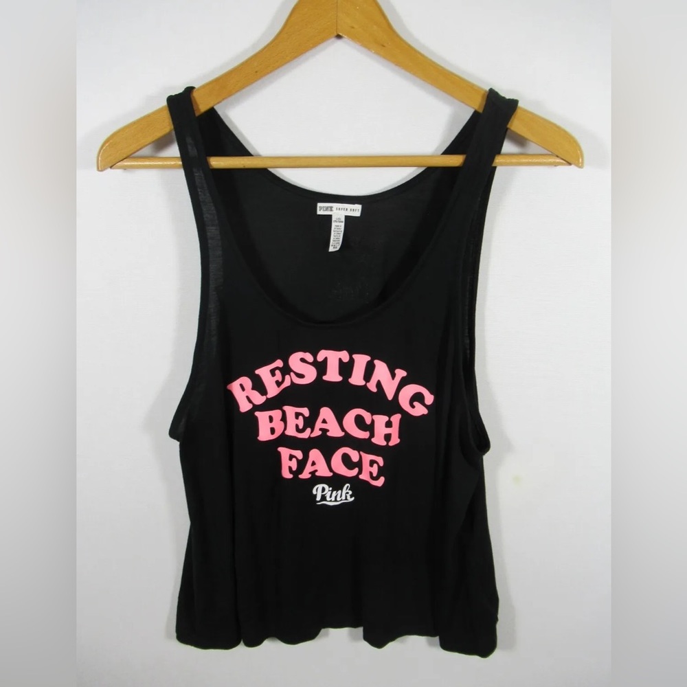 PINK Resting Beach Face TankTop (L)